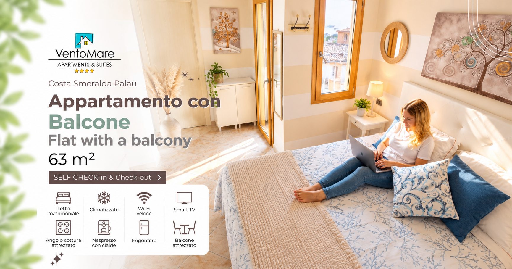 Grafica promozionale appartamento D: camera letto relax — appartamento D, Palau Sardegna