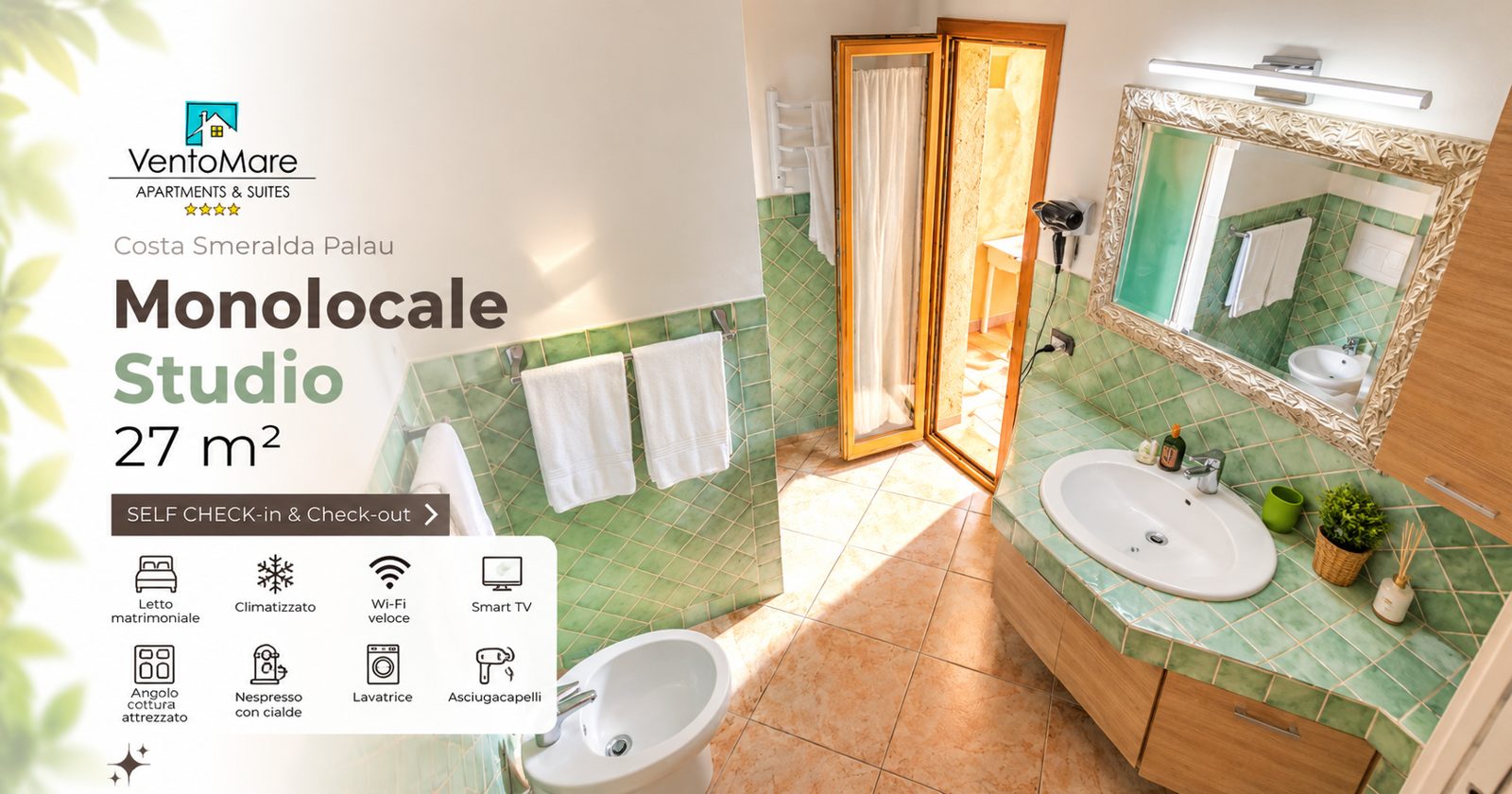 Grafica promozionale appartamento C: bagno — appartamento C, Palau Sardegna