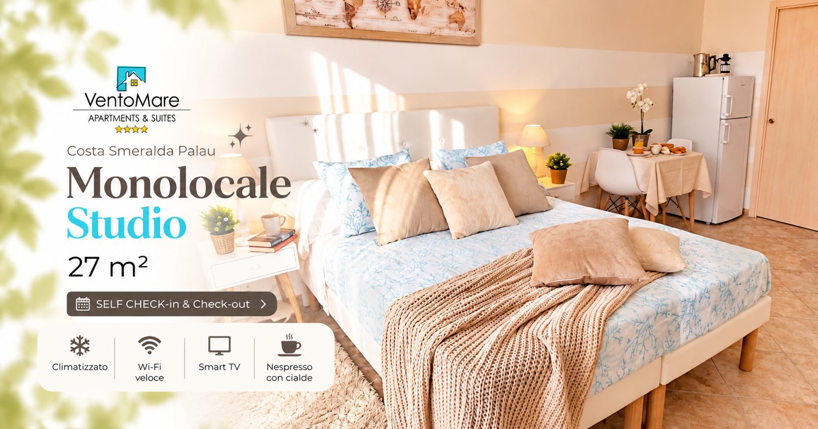 Grafica promozionale appartamento C: camera letto matrimoniale — appartamento C, Palau Sardegna